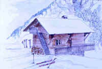 Aquarelle du chalet le nid, sur le site de locations de vacances � la montagne, www.locweb.com